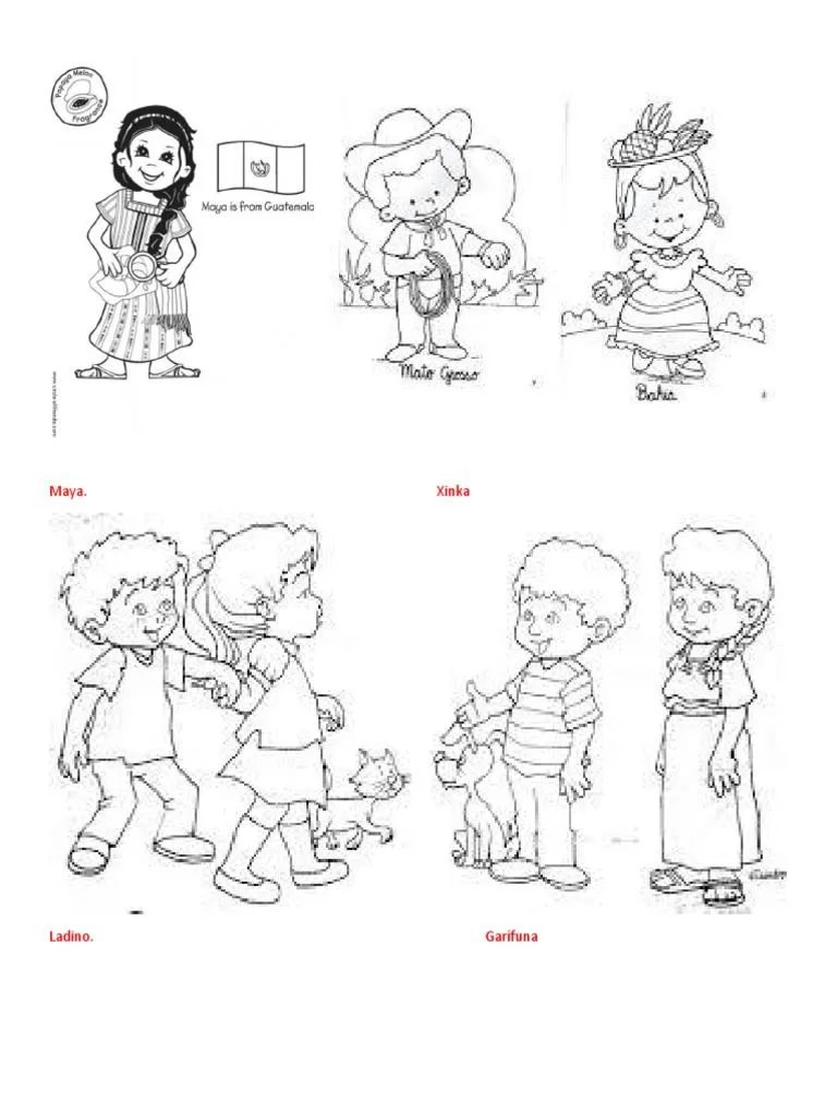 Maya, Garifuna, Ladina, Xinka, para Colorear | PDF Maya, Garifuna, Ladina, Xinka, para Colorear | PDF