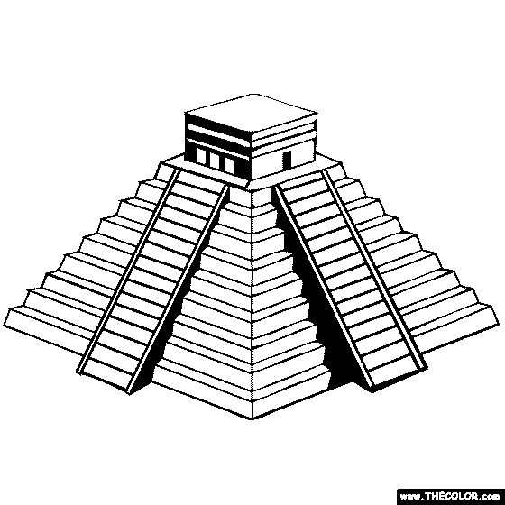 Mayan Temple Colouring Pages