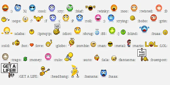 Como se hacen los emoticones de FaceBook chat - Imagui