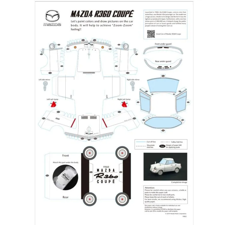 Mazda presenta modelos en papel para armar y colorear en cuarentena