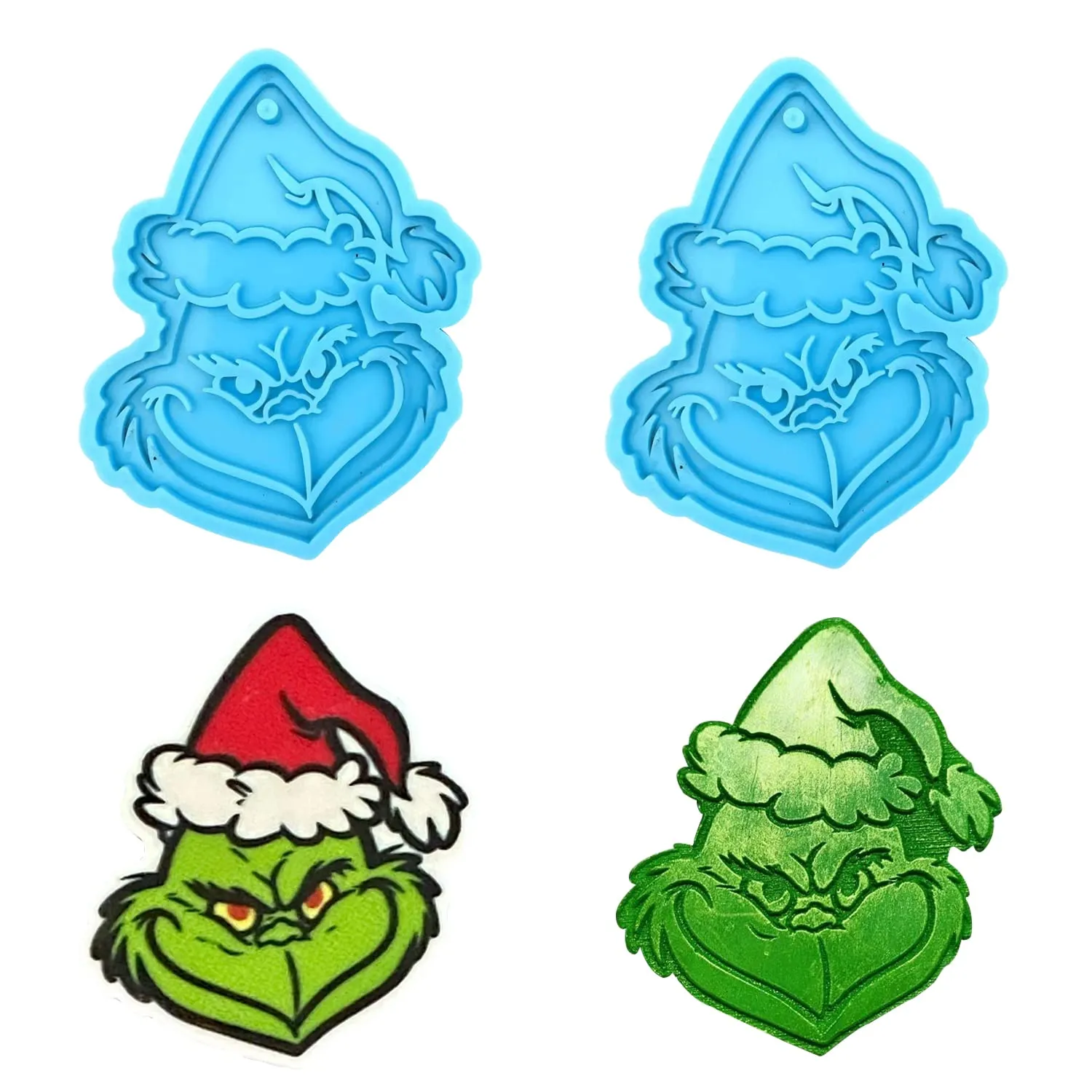 Mcmrsoul Molde De Silicona Grinch, Moldes De Resina De Adorno Navideño para Llavero De Freshies, Molde De Silicona para Cara De Personaje Navideño para Resina Grinch De Navidad - 2 Piezas : Mcmrsoul Molde De Silicona Grinch, Moldes De Resina De Adorno Navideño para Llavero De Freshies, Molde De Silicona para Cara De Personaje Navideño para Resina Grinch De Navidad - 2 Piezas :