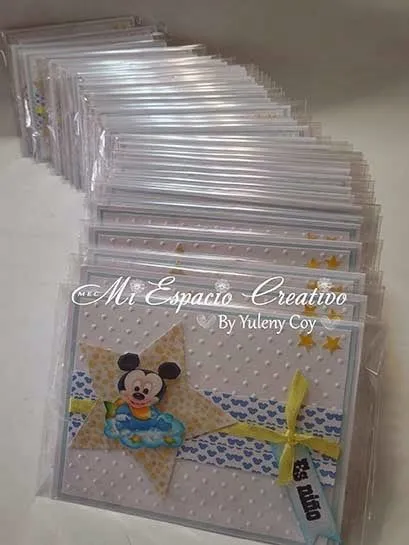 MEC (Mi Espacio Creativo): 497.- Tarjetas para Baby Shower Mickey Bebe