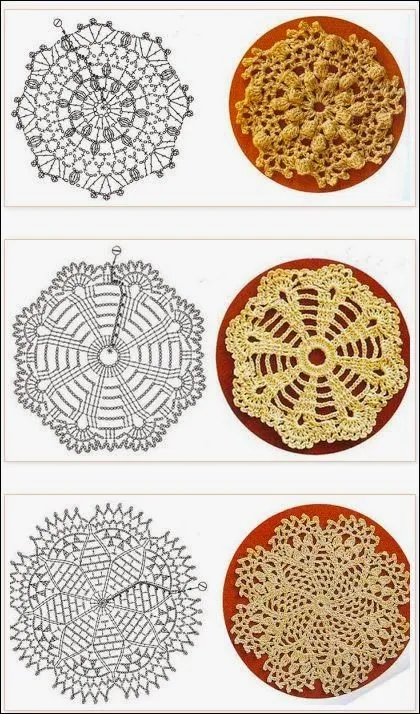 Media docena de mini carpetas circulares al crochet / diagramas ... Media docena de mini carpetas circulares al crochet / diagramas ...