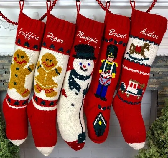 Medias navideñas personalizadas tejidas a mano Lana Navidad - Etsy México