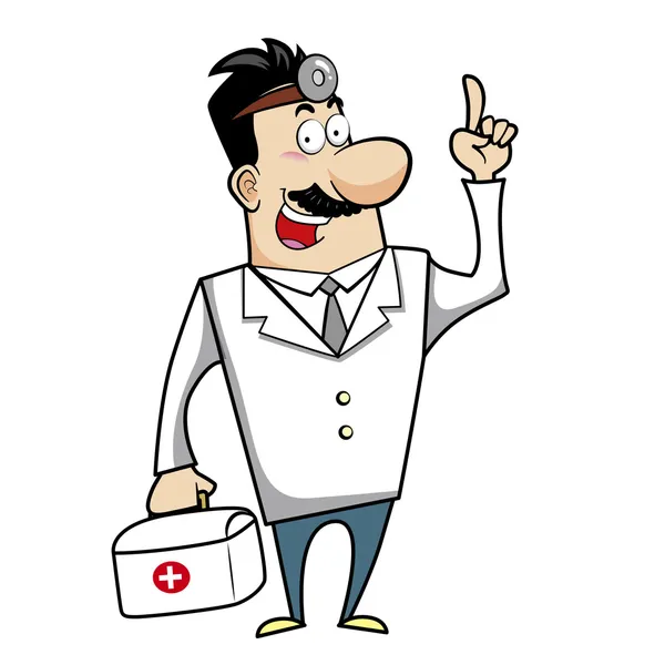 Médico de dibujos animados con kit de primeros auxilios — Vector ... Médico de dibujos animados con kit de primeros auxilios — Vector ...