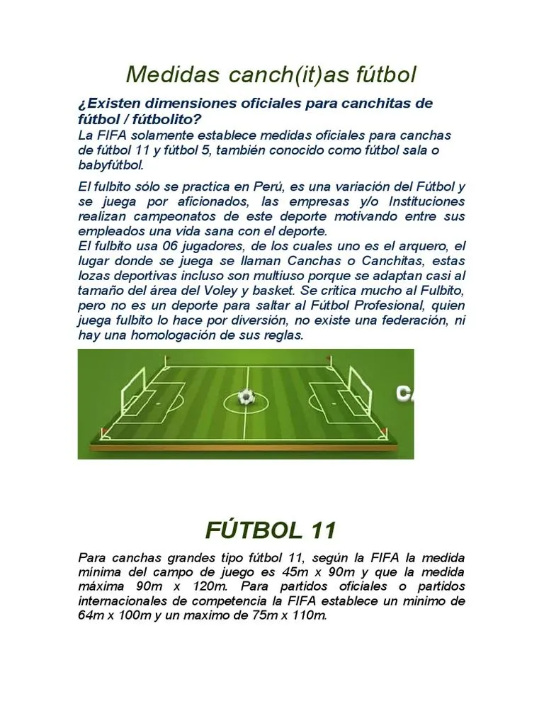 Medidas de Cancha Deportiva | PDF | Asociación de Futbol | Equipos Medidas de Cancha Deportiva | PDF | Asociación de Futbol | Equipos