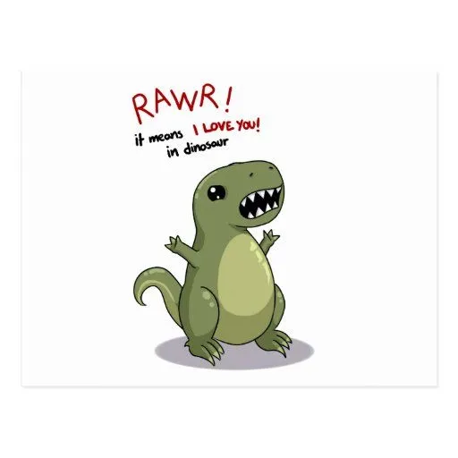 Medios de Rawr te amo en dinosaurio Postal | Zazzle