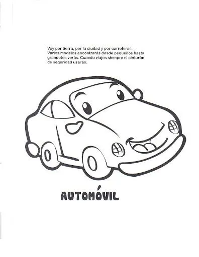 MEDIOS DE TRANSPORTE ANIMADOS EN FICHAS PARA PINTAR