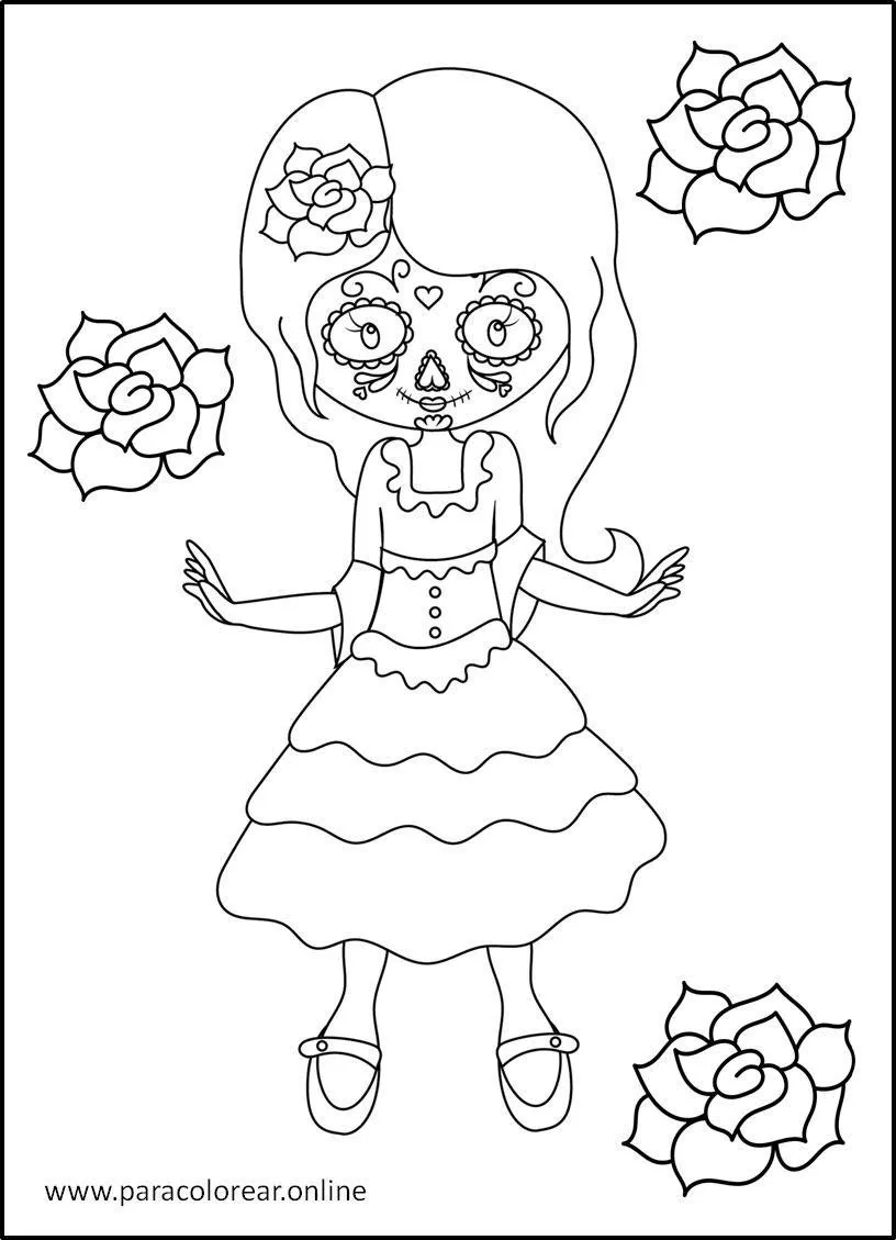 ▷ Los Mejores Dibujos de Día de Muertos para Colorear Imprimir y Pintar