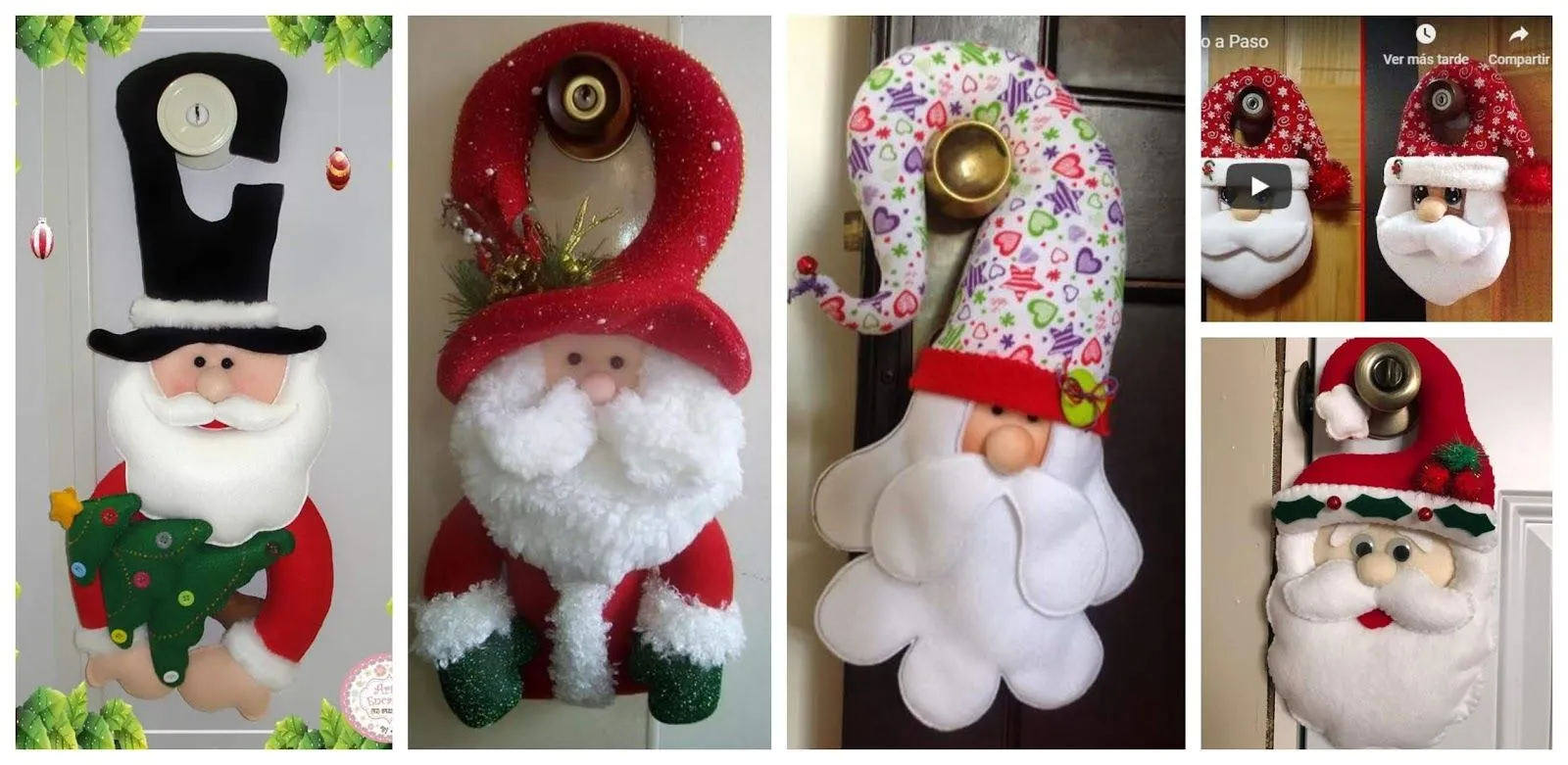 las mejores ideas para hacer un santa navideño para la puerta ~ Haz  Manualidades