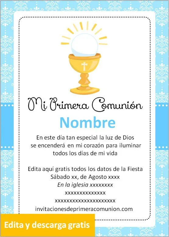 ▷ Las mejores invitaciones para Primera Comunión Niño para editar【2020】 ▷ Las mejores invitaciones para Primera Comunión Niño para editar【2020】