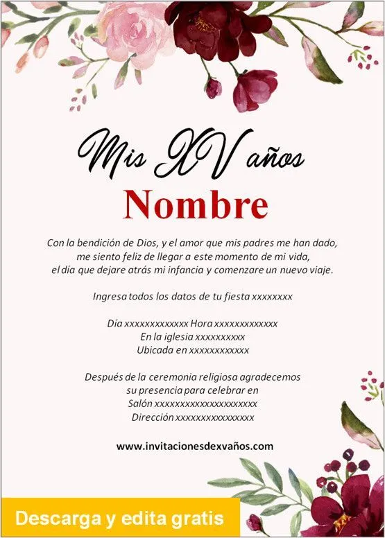 ▷ Las Mejores Invitaciones de Xv Años para editar y compartir【2020】 | Como  hacer invitaciones, Invitaciones, Ejemplos de invitaciones