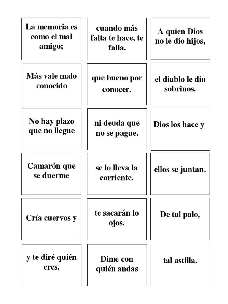 Memorama de Refranes PDF | PDF | Religión y creencia Memorama de Refranes PDF | PDF | Religión y creencia