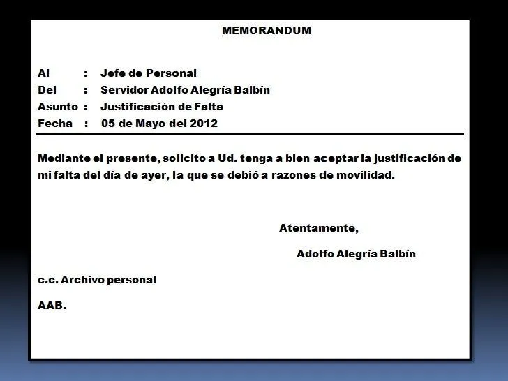 Memorandum diapositivas