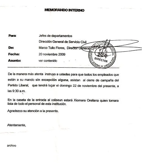 Memorandum español ejemplos - Imagui
