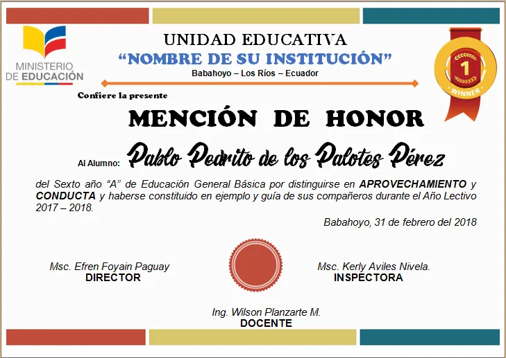 Mencion de Honor editables en Word para imprimir | AYUDA DOCENTE |  Plantillas de diplomas, Diplomas editables, Plantillas de diplomas editables