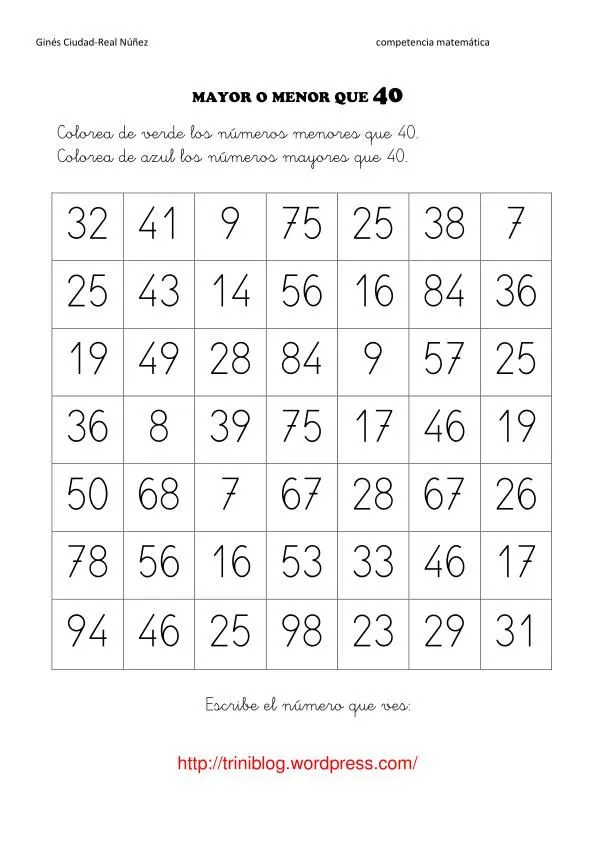 Número 40 para colorear - Imagui