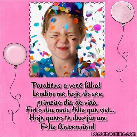 Mensagem aniversario filha - Imagui