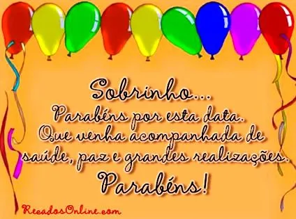 Mensagem de aniversario para sobrinho - Imagui