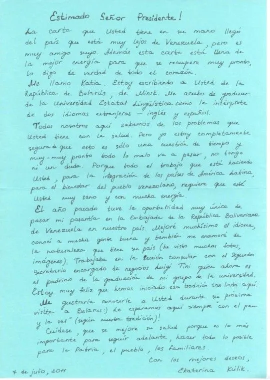 Mensaje de Ekaterina Kúlik, estudiante bielorrusa | Palante Comandante