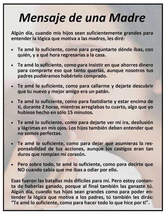 Mensaje de una Madre | Animo para Vivir .