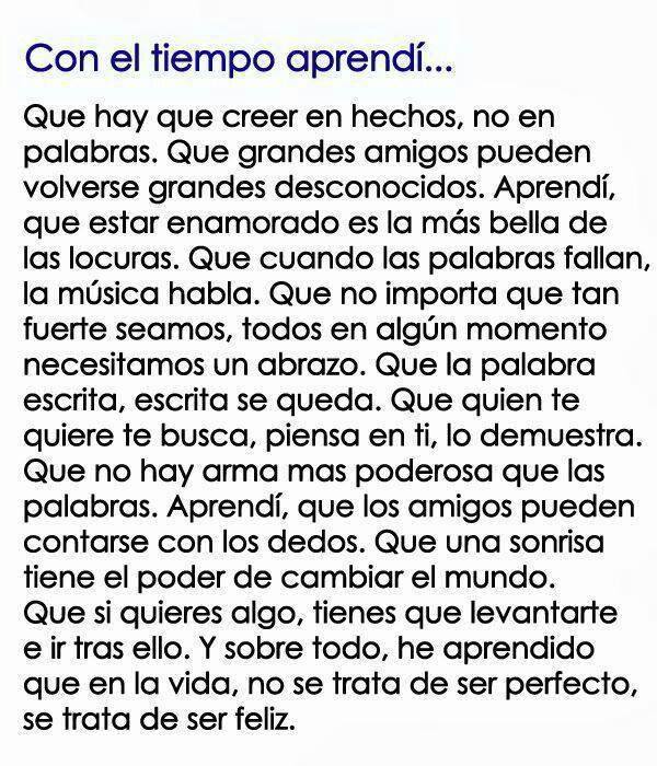 MENSAJES DE REFLEXION – MENSAJES POSITIVOS: CON EL TIEMPO APRENDI ...