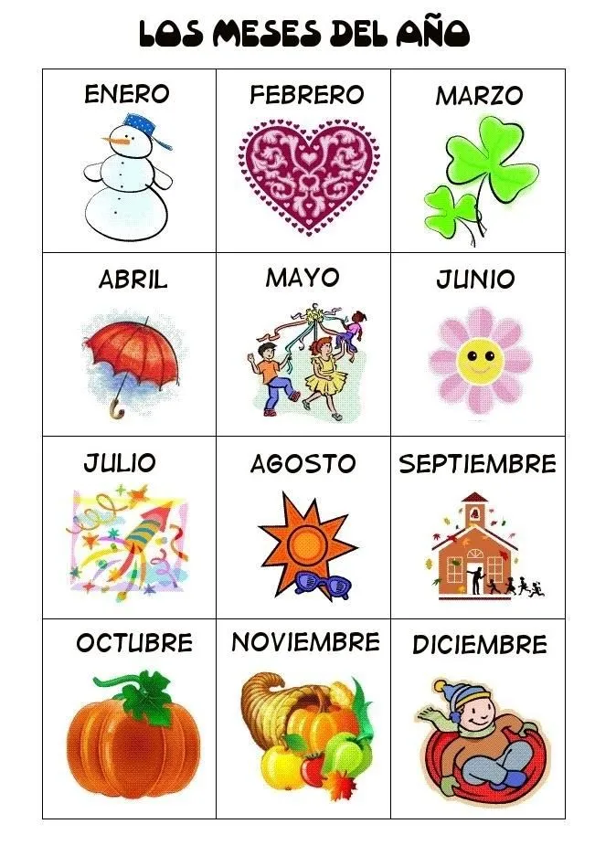 RECURSOS EDUCACION INFANTIL: Imagenes a color: de LOS MESES DEL AÑO