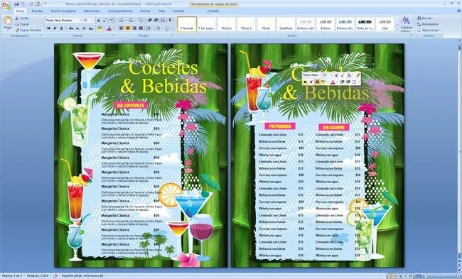 menu carta para bebidas | Menus de Restaurantes | Diseño y ...