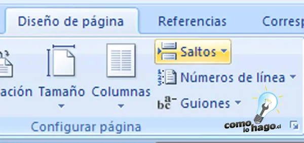 menu diseño de pagina de word 2007