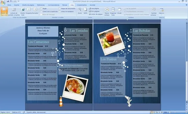Menu para Restaurante Mariscos Seafood (Plantilla Word) | Menus de ... Menu para Restaurante Mariscos Seafood (Plantilla Word) | Menus de ...