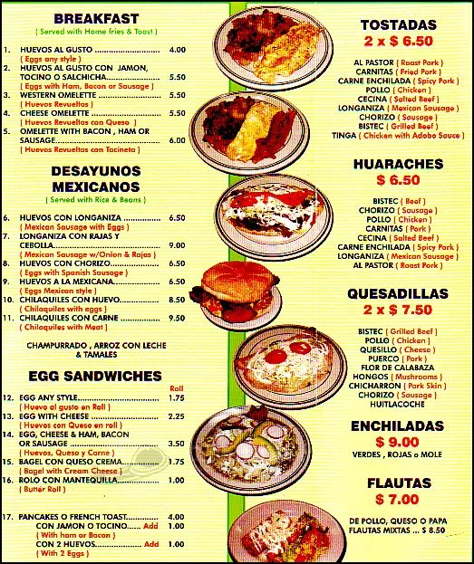 Menus de restaurantes mexicanos - Imagui