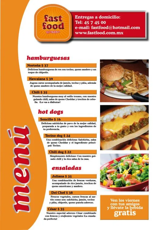 Carta de comidas rapidas - Imagui