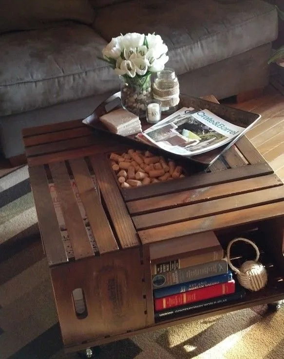 Mesa de centro con cajas de madera - Guía de MANUALIDADES Mesa de centro con cajas de madera - Guía de MANUALIDADES