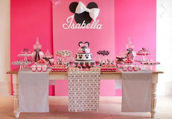 Mesa dulce y fiesta temática de Minnie Mouse | mary | Pinterest ...