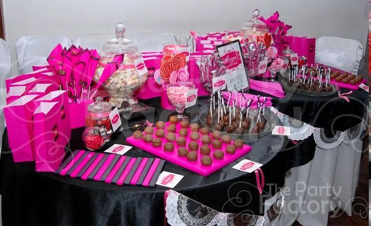 Mesa de Golosinas Fucsia y Negro | Candy Bar 15 Años | Pinterest ...