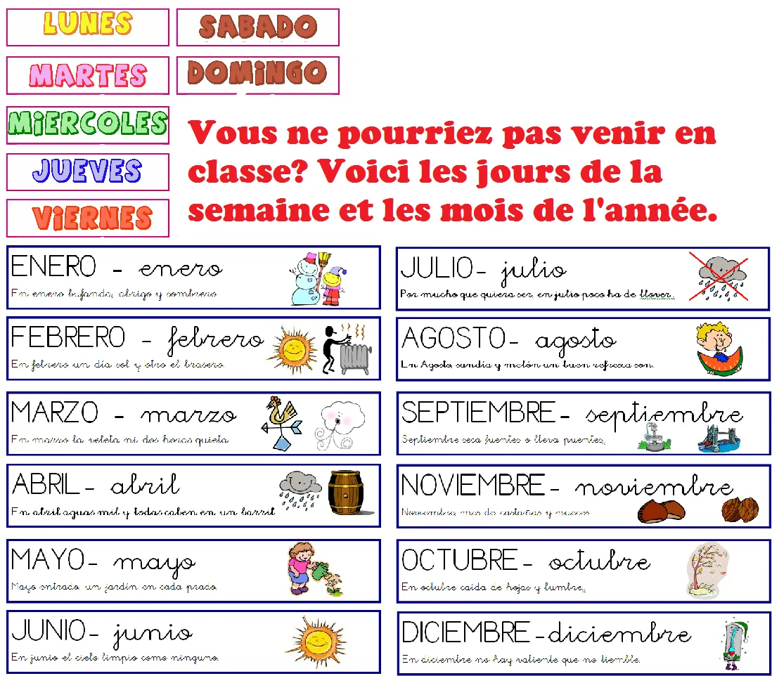 Los dias de la semana en espanol - Imagui