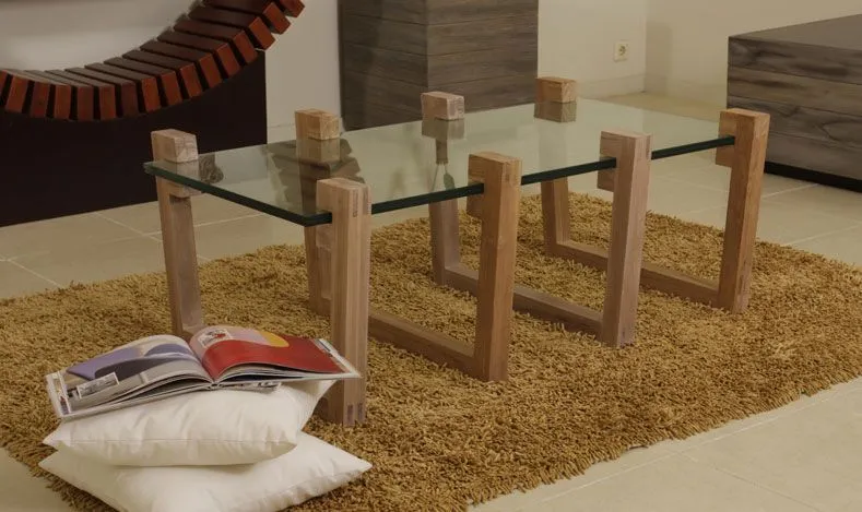 Mesitas de centro en vidrio y madera