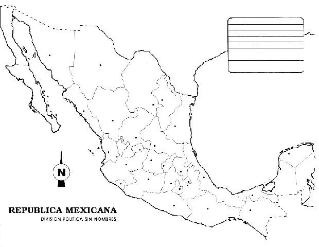 Mapa de mexico con nombres para colorear - Imagui
