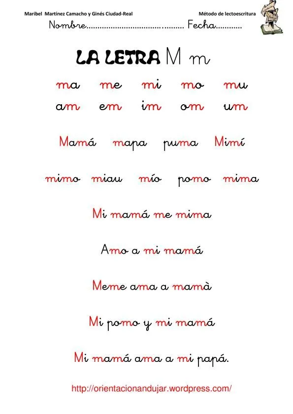 Método de lectoescritura; Consonante “m” “M” segunda parte ... Método de lectoescritura; Consonante “m” “M” segunda parte ...