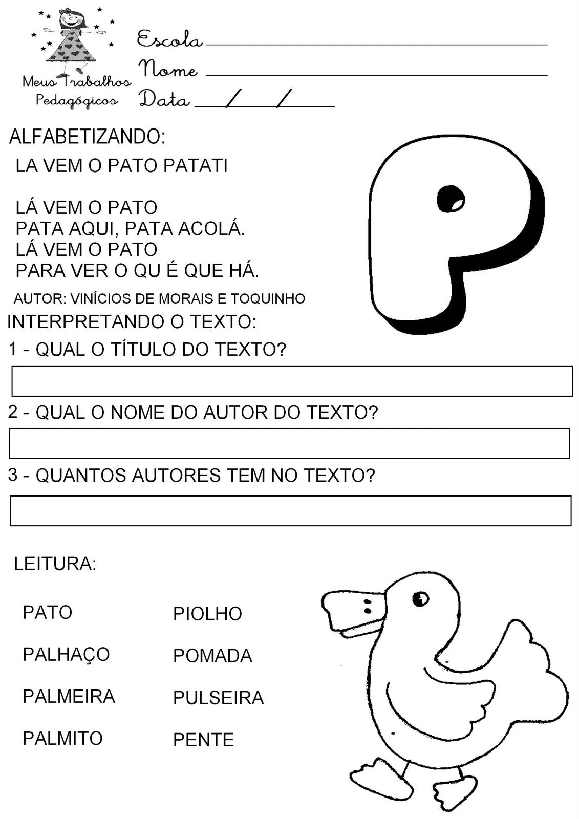 Meus Trabalhos Pedagógicos ®: Alfabetizando Meus Trabalhos Pedagógicos ®: Alfabetizando