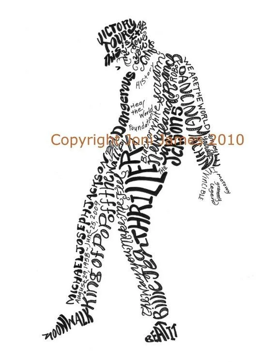 Michael Jackson Art Portrait Calligram or por CalligramORama