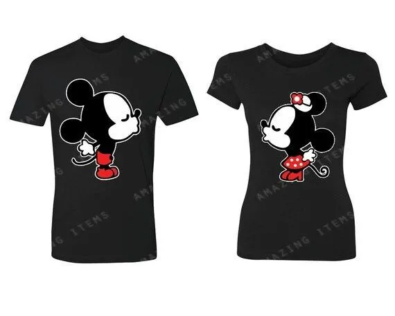Mickey & Minnie besando par emparejar camisetas por Amazingitems4u