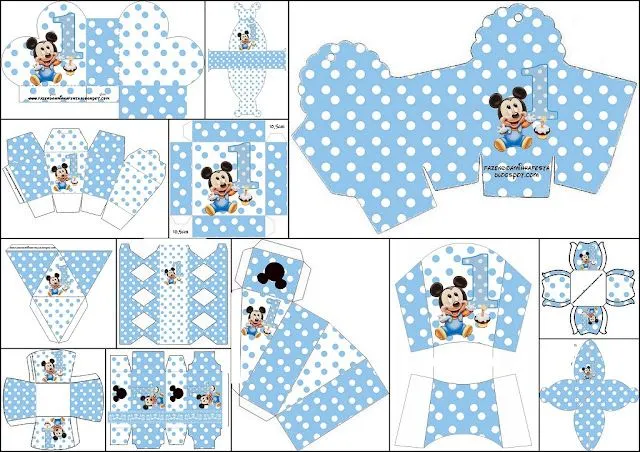 Mickey Primer Año con Lunares: Cajas para Imprimir Gratis. | Oh My ...