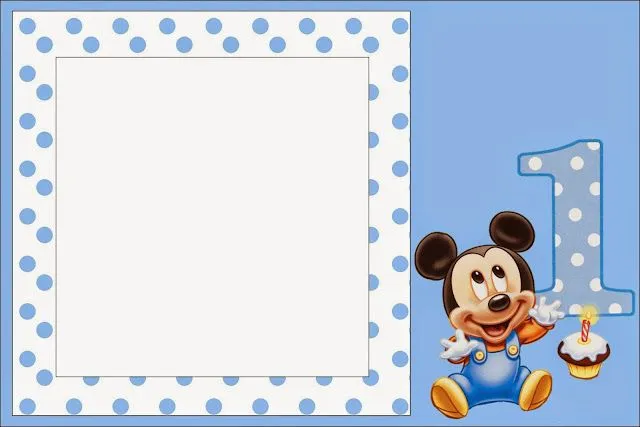 Mickey Primer Año con Lunares: Invitaciones para Imprimir Gratis ...
