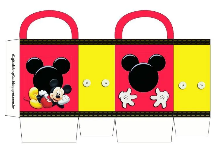 Mickey: Bolsa de Papel para Imprimir Gratis. | Caixinhas moldes ... Mickey: Bolsa de Papel para Imprimir Gratis. | Caixinhas moldes ...