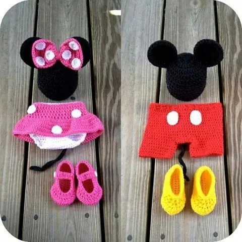 Mickey en Mini Mouse baby set | mutsen haken | Pinterest