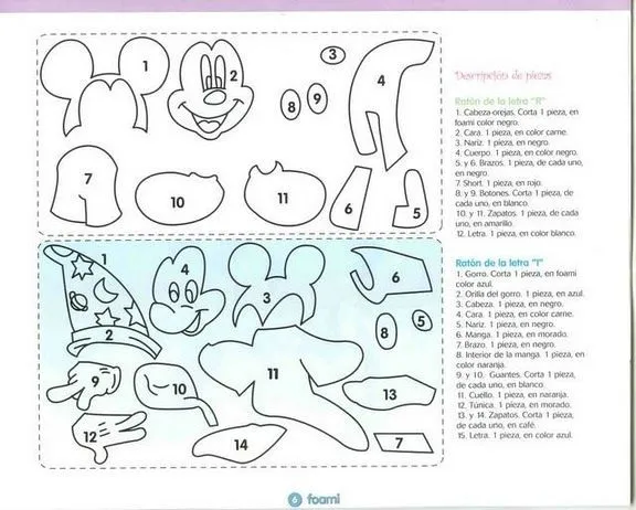 Moldes de Mickey Mouse en foami - Imagui | FOFUCHAS PLANAS ...