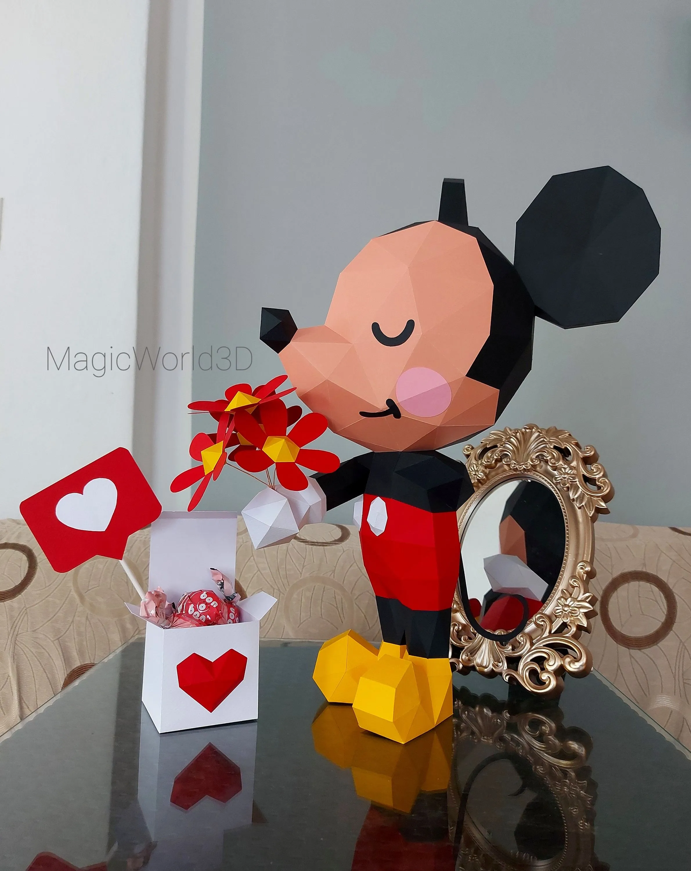 Mickey Mouse Amor San Valentín Papercraft Plantillas DIY - Etsy México Mickey Mouse Amor San Valentín Papercraft Plantillas DIY - Etsy México