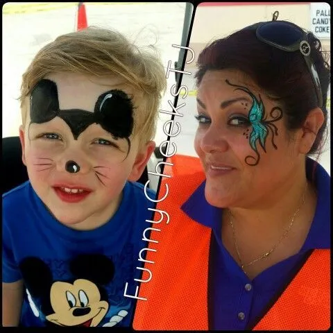 Mickey Mouse and glitter butterfly face painting | Face painting ... Mickey Mouse and glitter butterfly face painting | Face painting ...