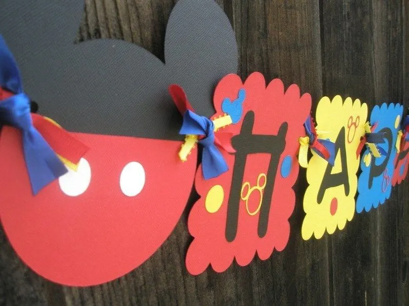 Mickey Mouse Birthday Banner in Red Blue &amp; Yellow by SweetBugABoo